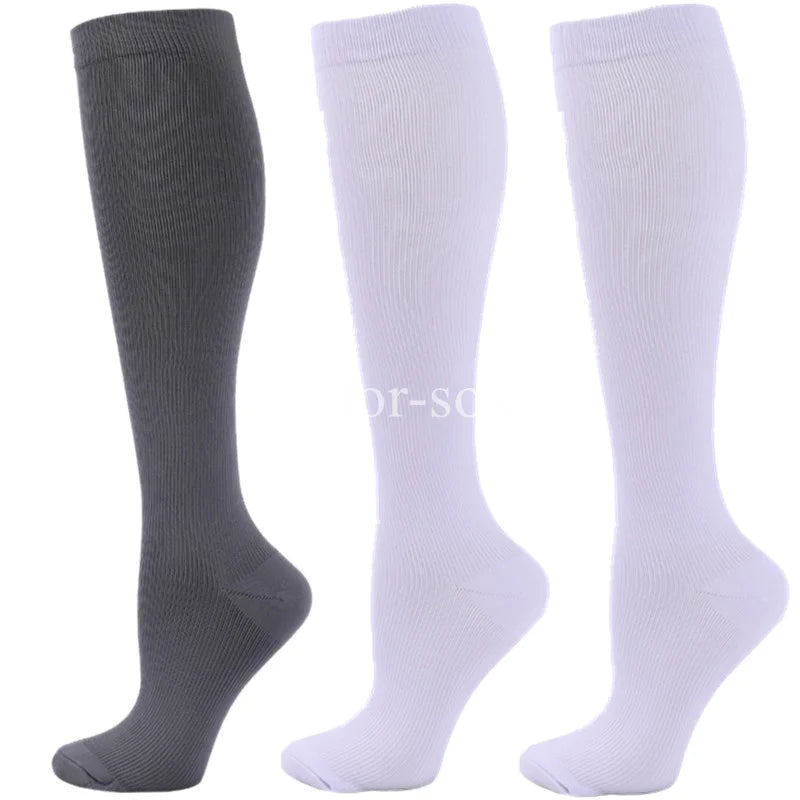 3 Pairs Knee High Compression Socks – Anti-Fatigue Support Stockings for Varicose Veins, Pain Relief & Sports Recovery (Men & Women)