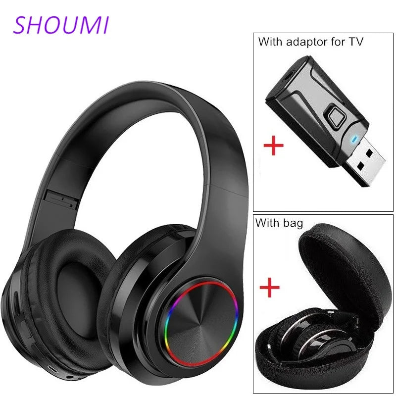 Wireless TV Headphones – Foldable Bluetooth Helmets, Waterproof Carry Bag, Gaming & Music Headset with Mic for PC & Tablet
