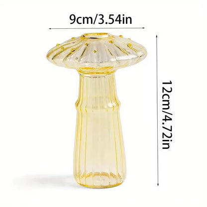 Colourful Mushroom Vase, Creative Hydroponic Transparent Glass Aromatherapy Vase, Living Room and Dining Room Desktop Art Decoration