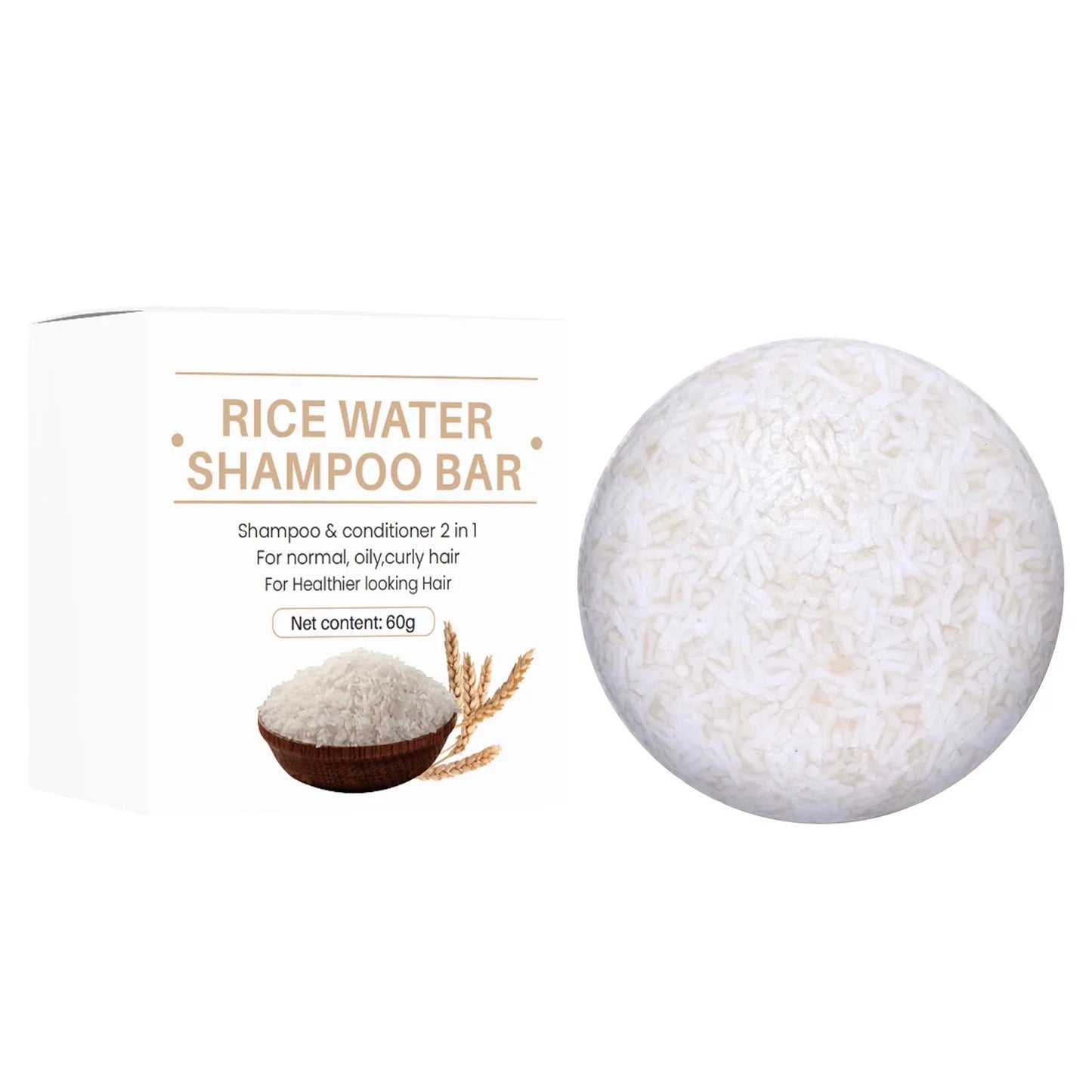 Organic Rice Shampoo Bar – Oil-Free, Nourishing Hair Growth & Anti-Hair Loss