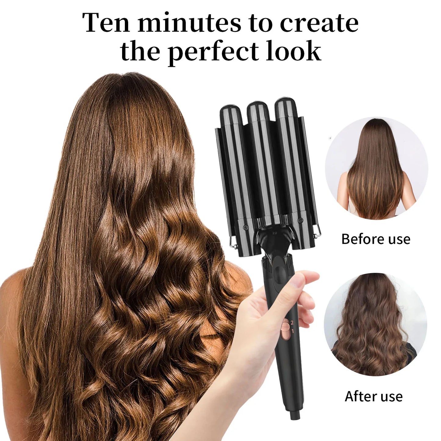 5 in 1 Hair Curler Wand Set with Curling Brush – 0.35” to 1.25” Curling Iron, Heat Resistant Glove & Hair Clips