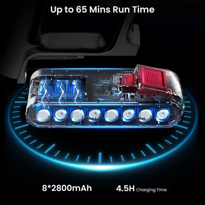 550W Cordless Vacuum Cleaner - 45KPa Suction, 65 Min Runtime, Low Noise, LED Screen, Wall Mount Charging for Home
