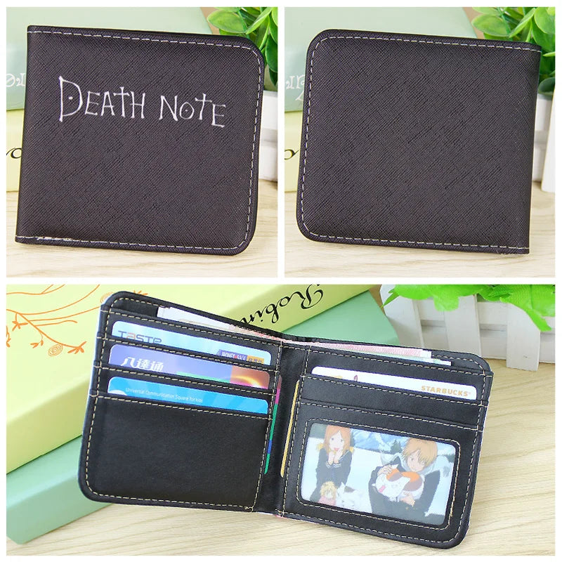 Death Note Anime Wallet — Black PU Leather Short Card & Coin Purse for Boys & Girls Gift