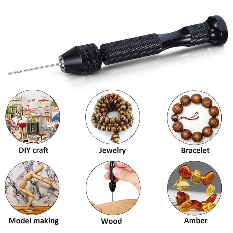 Micro Mini Pin Vise Hand Drill Set – Precision Twist Bit Rotary Tool for DIY Crafts, Jewelry, Resin & PCB Work