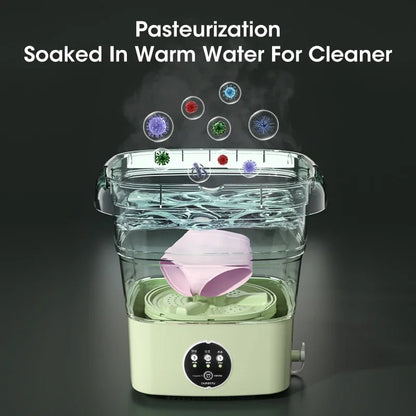 Folding Washing Machine Bucket – Portable Clothes & Socks Washer for Travel, EU/US/UK Plug