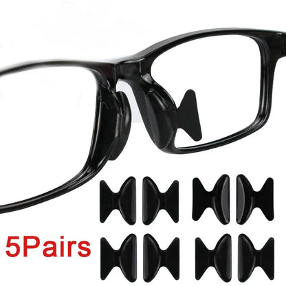 5 Pairs Silicone Anti-Slip Eyeglass Nose Pads – Butterfly Style Nose Rest with Height Lift & Comfort Support for Glasses