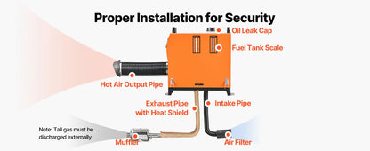 SucceBuy 8KW Diesel Air Heater — DC12-24V Parking Heater with Remote, Digital Display & Low-Noise Voice Alert for RV