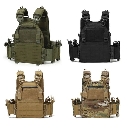 New Combat Vest 6094 – Lightweight Quick Release Laser Cut Tactical Gear for Hunting, Black Tactical Vest
