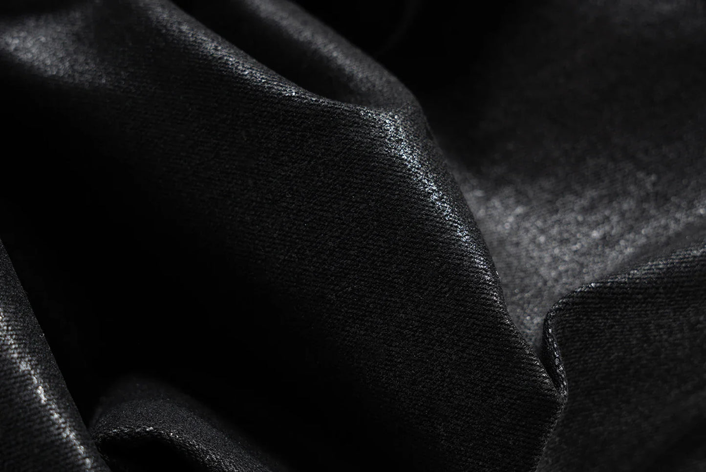 Men’s Streetwear Black Wax Leather Stretch Jeans — Baggy Y2K Flare Oversized Straight Denim Trousers