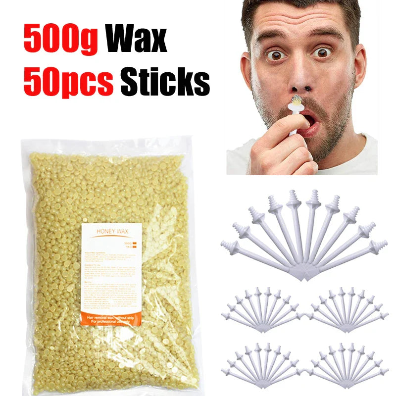 Portable Nose Wax Kit 50g-100g for Men & Women - Nail & Nose Hair Removal with Cleaning Wax Kit & Clipper