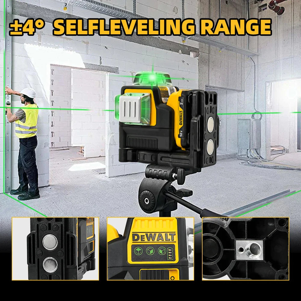 Dewalt DW089LG Laser Level – 12-Line 360° Vertical Laser with 12V Lithium Battery for Outdoor Use