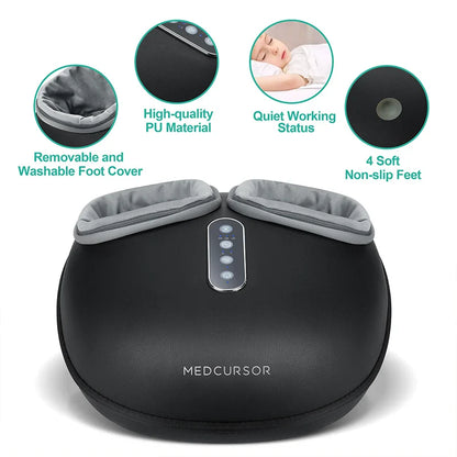 Medcursor Shiatsu Foot Massager with Heat — Electric Roller Massage Machine for Muscle Relaxation & Pain Relief, Fully Wrapped Foot Therapy