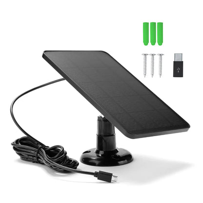 10W 5V Solar Panel Charger – 2 in 1 Micro USB & Type-C for Security Cameras & Small Home Light Systems
