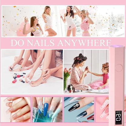 Portable Mini Nail Lamp with Timing Display – Rechargeable UV LED Flashlight Nail Dryer for Quick Family Use