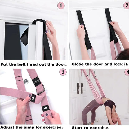 Aerial Yoga Rope - Straight Horse Crotch Open Elastic Yoga Belt for Split Lower Waist Training, Inverted Rope Pull Extension Belt