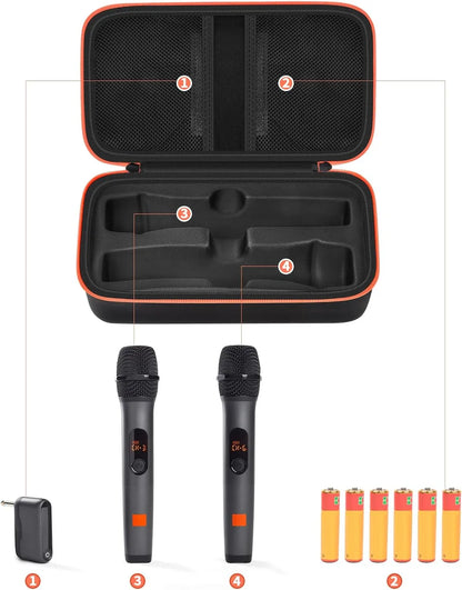 Portable EVA Wireless Microphone Carrying Case – Compatible with JBL Dual Mic System for Travel, Camping & Trips