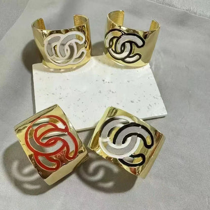 Gold Enamel Hollow Narrow Bracelet & Colorful Earrings Set — Classic Fashion, Lightweight Alloy Jewelry with Luxury Look