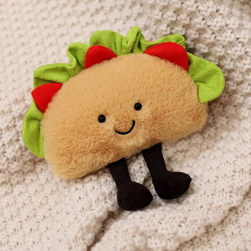 15cm Cute Cartoon Hamburger & Taco Plush Toy – Soft Fluffy Stuffed Doll, Creative Kids Gift for Birthday & Holidays