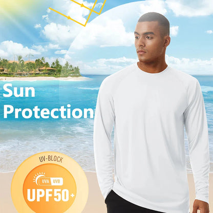 Men's UPF 50+ Sunscreen T-shirt – UV Protection Long Sleeve Quick-Drying Hiking & Fishing Top