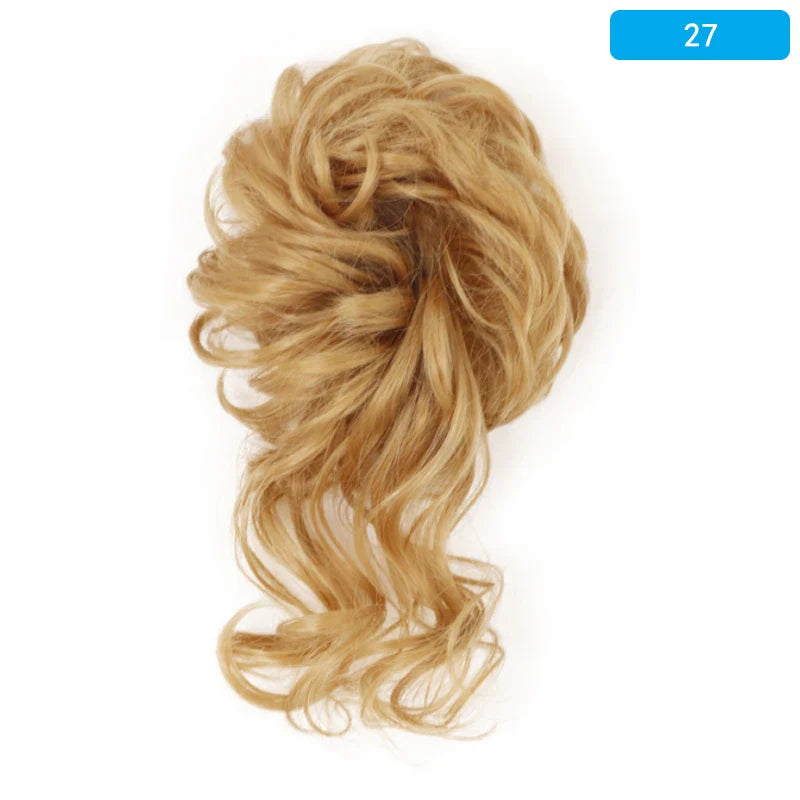 AZQUEEN Messy Bun Hair Extension – Synthetic Curly Wave Chignon Scrunchie, Elastic Band Updo Hairpiece for Women