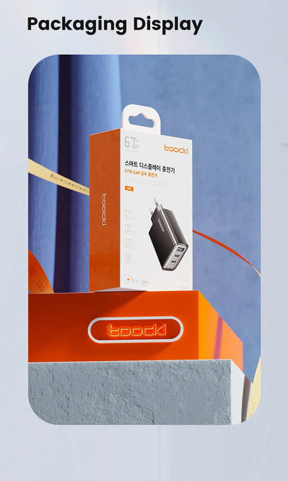 Toocki 67W GaN USB-C Charger — Digital Display Quick Charge PD PPS QC4.0 for MacBook, Laptop, iPad, iPhone 15/14