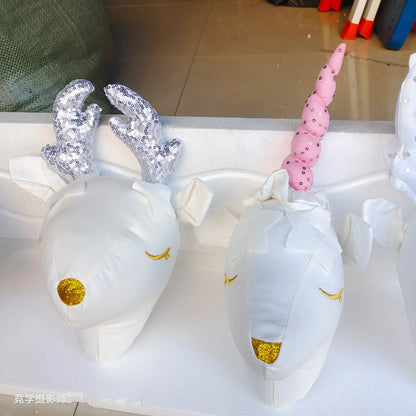 Handmade 3D Felt Animal Heads — Elephant & Swan Wall Hanging Decor for Nursery & Kids’ Bedroom