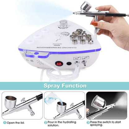 Professional Diamond Microdermabrasion Machine — Facial Exfoliation with Water Spray & 65-68cmHg Suction