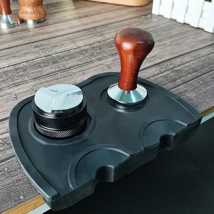 High Quality Silicone Espresso Tamper Mat – Slip-Resistant Rubber Corner Pad (No Tamper Included)