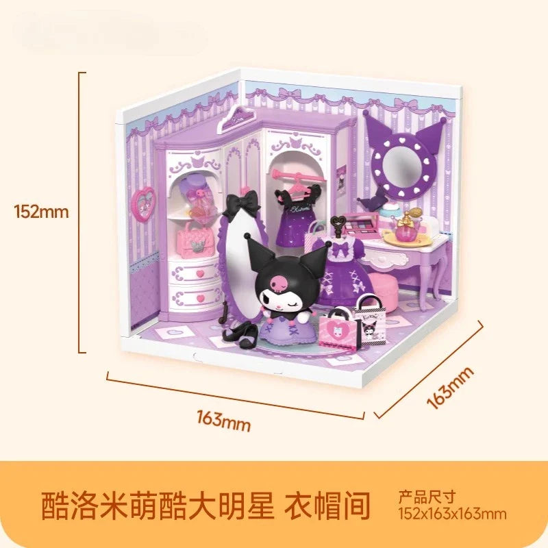 Sanrio Building Block Set Kuromi My Melody Cartoon Room Assembly Model Toy Collection Decorative Gift for Kids & Fans