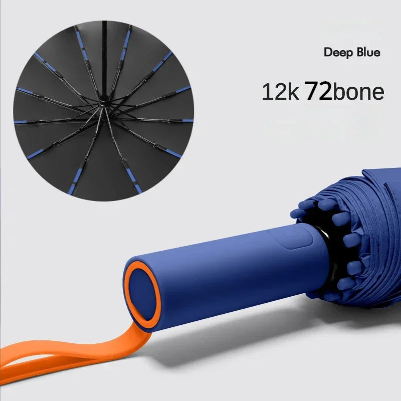 Super Strong Windproof Automatic Umbrella – 72-Rib Large Folding Rain Umbrella with UV Sun Protection for Men & Women