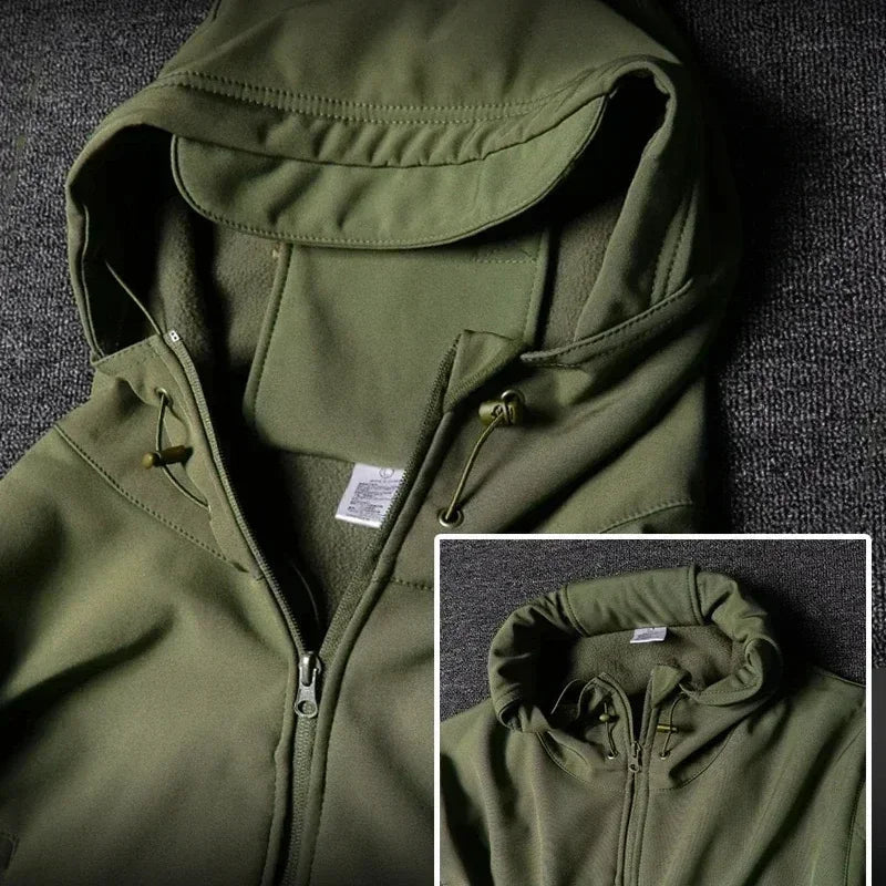 Men’s Winter Thicken Camo Tactical Suit — Waterproof Hooded Jacket & Fleece Pants Outdoor Hunting 2-Piece Set