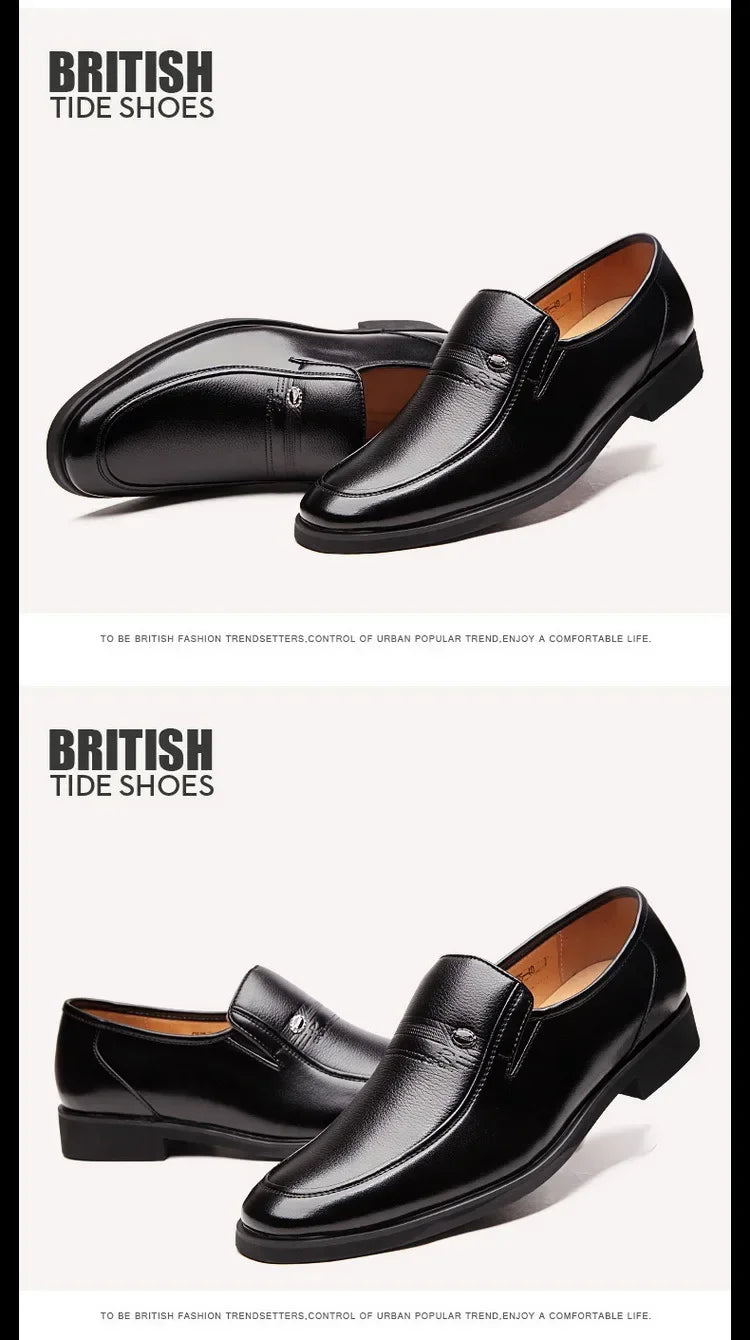 Leather Men's Formal Shoes – Luxury Dress Loafers, Breathable Slip-On Moccasins & Black Driving Shoes (Plus Size 38-44)