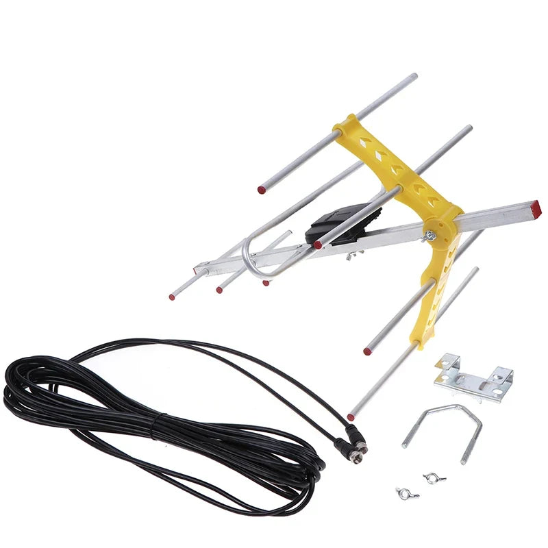 100 Mile Amplified Yagi TV Antenna - Long Range HD UHF/VHF/FM HDTV Signal Receiver