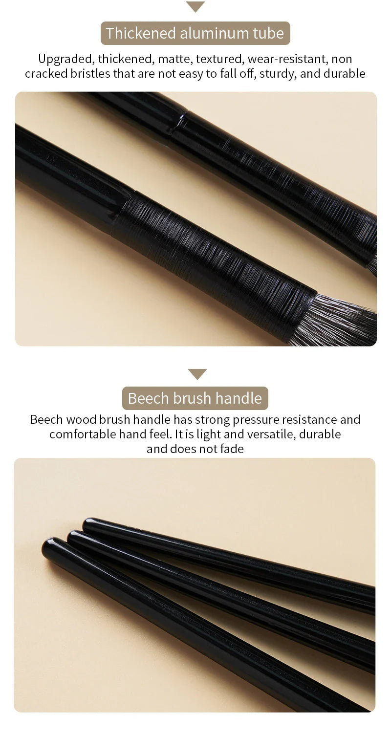 Natural Eye Makeup Brushes Set - Eyeshadow, Eyebrow, Contour, and Eyeliner Brushes for Women, Blending & Detail Tools