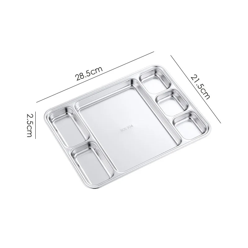 Gold Stainless Steel Divided Dining Plate – Compartment Food Serving Tray Kitchen Tableware