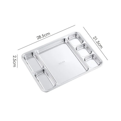 Gold Stainless Steel Divided Dining Plate – Compartment Food Serving Tray Kitchen Tableware