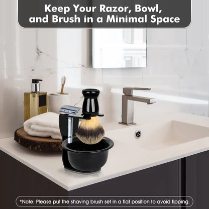3-in-1 Men’s Shaving Brush Bowl Set – Stainless Steel Durable Shaving Mug with Brush and Soap Dish