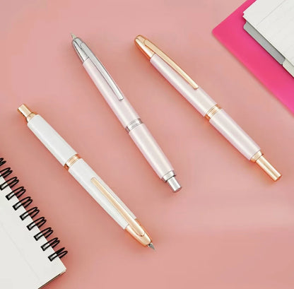 JINHAO 10 Metal Pearl Blue Fountain Pen – EF/F Nib, Pattern Design | Ink Pens for School, Office & Gifts