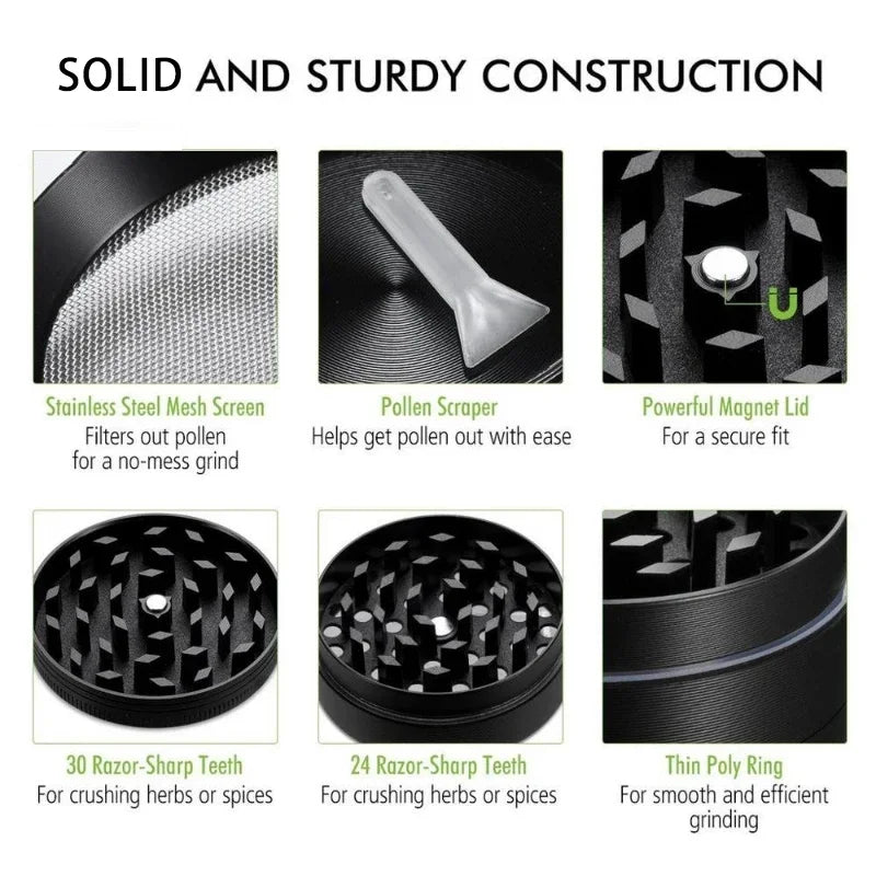 Mini 4-Layer Metal Herb Grinder — 63mm Zinc Alloy Tobacco & Dry Herb Crusher for Smoking Accessories