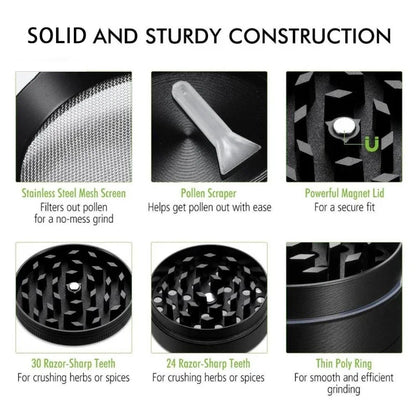 Mini 4-Layer Metal Herb Grinder — 63mm Zinc Alloy Tobacco & Dry Herb Crusher for Smoking Accessories