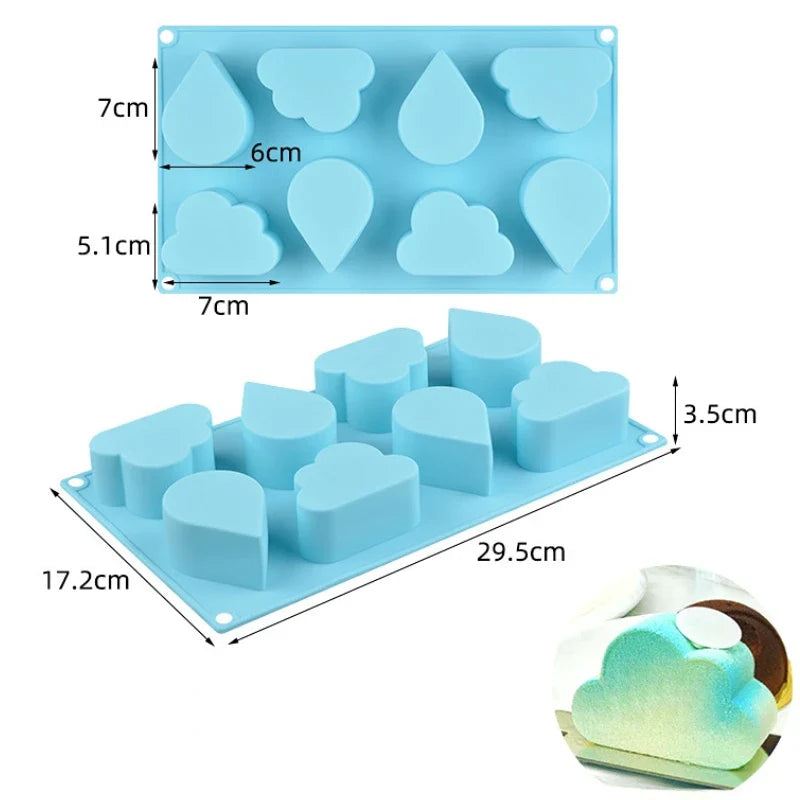 Fruit & Heart Silicone Cake Mold — Geometry Chocolate, Ice Cube, Biscuit & Jelly DIY Baking Set for Pudding & Birthday Gifts