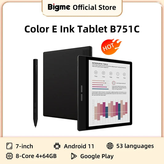 Bigme B751C 7-Inch Color E-Ink eBook Reader – Electronic Paper Tablet for Reading eBooks