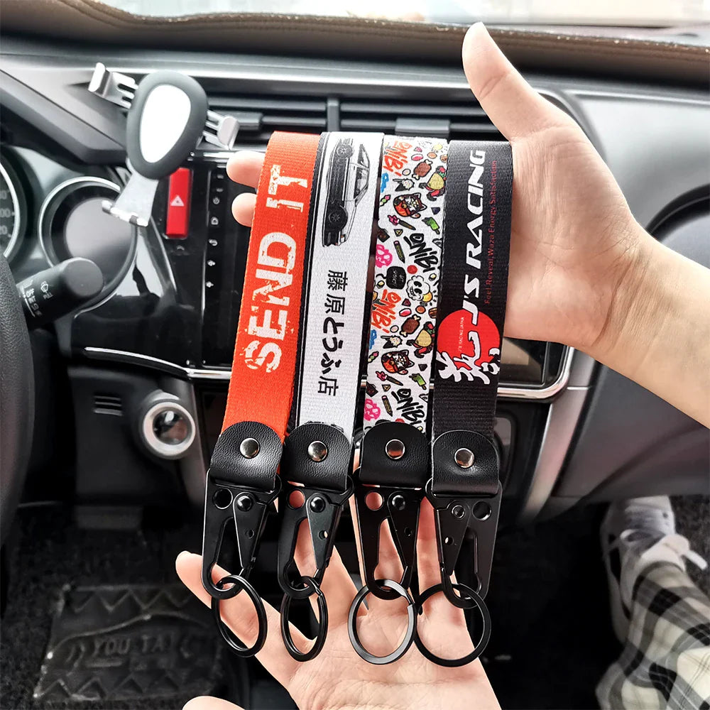JDM Car Keychain Key Tag – Personality Spring Clip Lanyard for Racing, Modified Nylon Motorcycle & Auto Key Holder Accessories