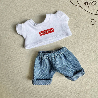 17cm Lovely Labubu Doll Clothes - First & Second Generation Supreme Clothing Set, Multi-Color Outfits
