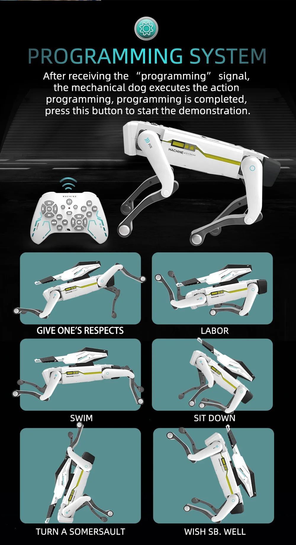 Teeggi Electric RC Intelligent Robot Dog – Multifunctional Bionic Smart Mechanical Dog with Turret, Educational Toy Gift