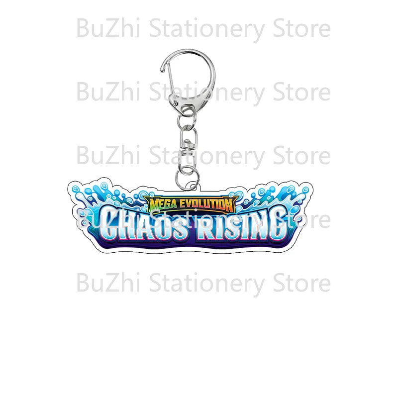Anime Mega Evolution Acrylic Keychain 5cm – PTCG PKM Cartoon Game Logo Bag Charm Pendant Gift Toy for Boys & Girls Collection