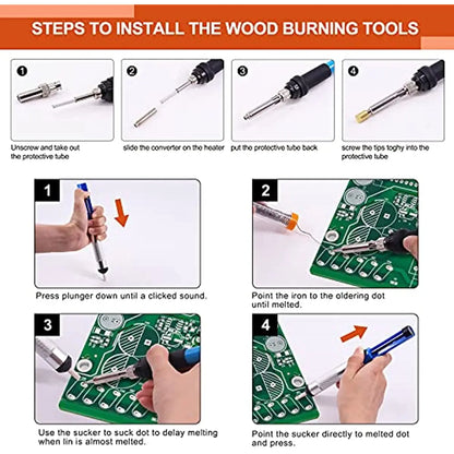 60W Electric Soldering & Pyrography Tool – Adjustable Temperature Wood Burning and Embossing Pen Set