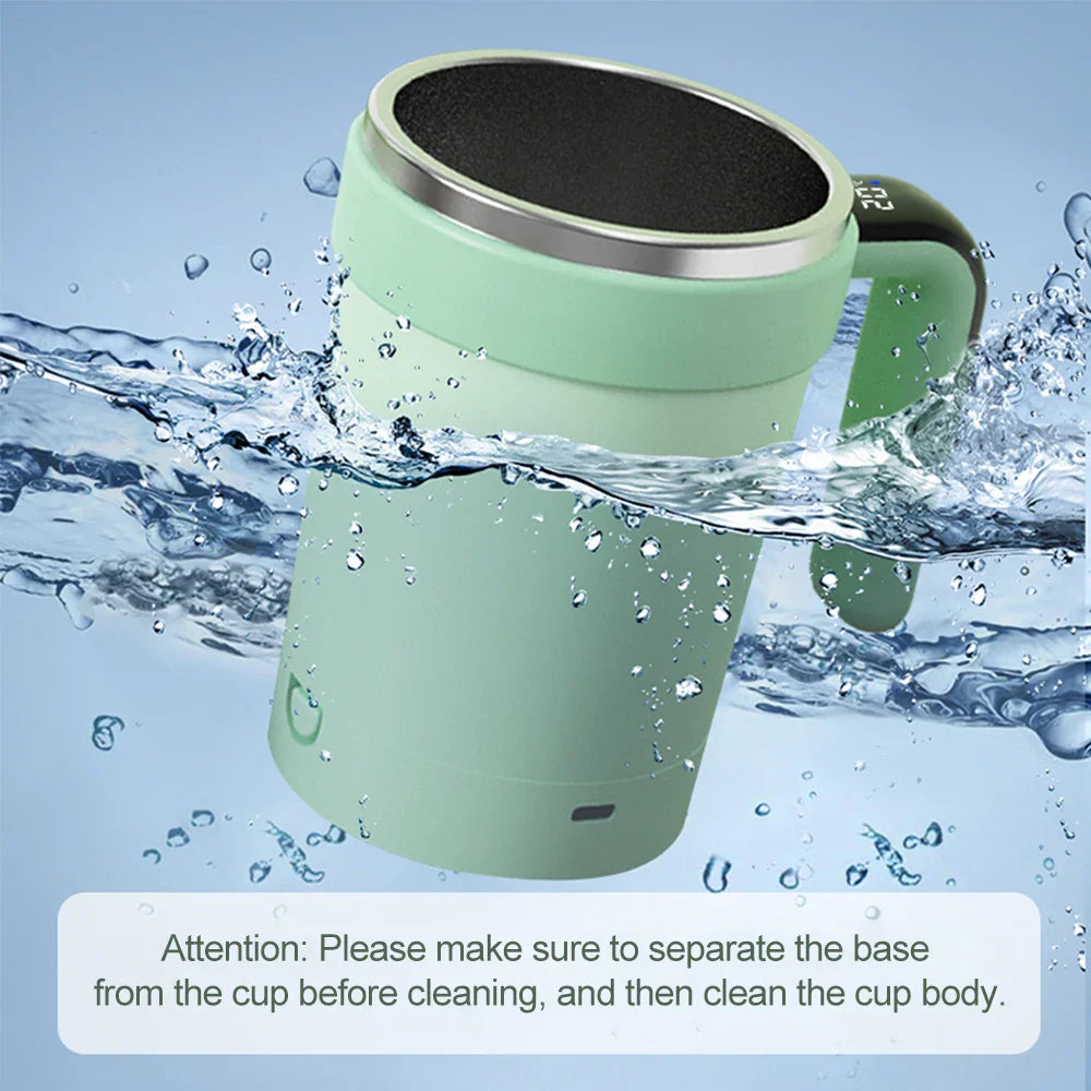 Automatic Rechargeable Electric Coffee Cup Stirrer – Stainless Steel Magnetic Self-Stirring Mug with Detachable Base
