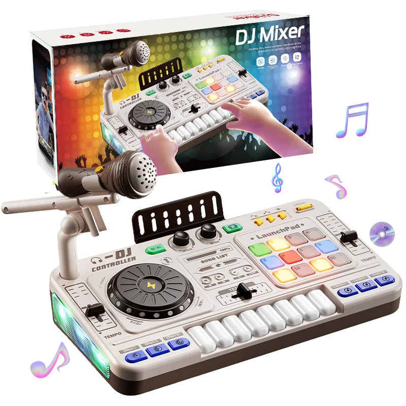 Kids DJ Mixer Controller Toy – Multifunctional Electronic Music Learning Game Birthday Gift