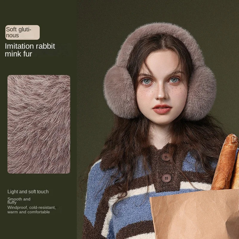 Soft Plush Ear Warmers Winter Earmuffs for Women & Men - Solid Color Cold Protection Earflap Outdoor Ear Covers
